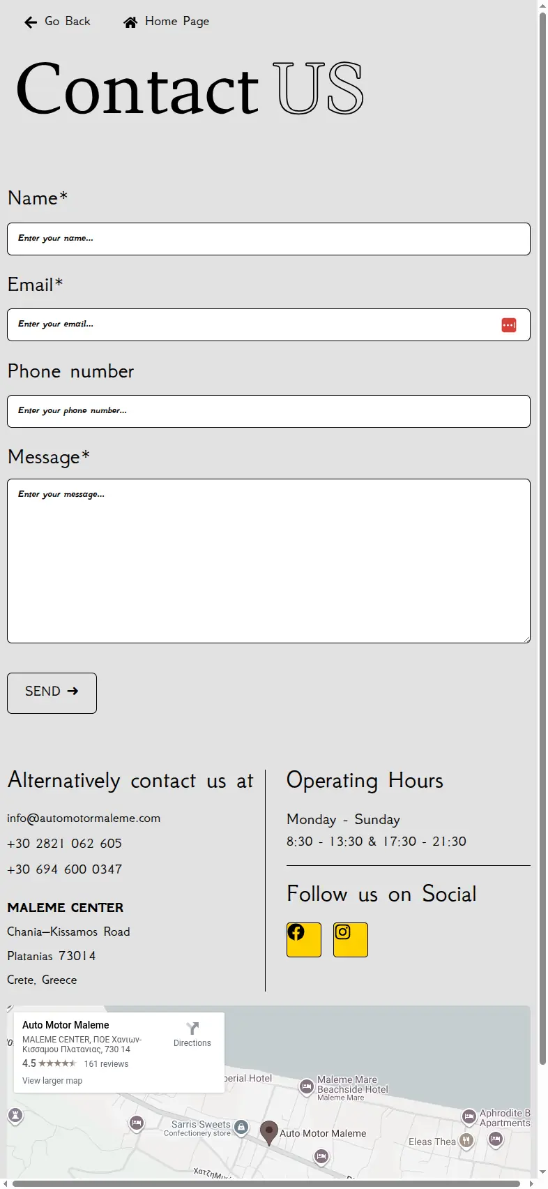 automotormaleme.com contact 1 Ιστοσελίδα Ενοικίασης Αυτοκινήτων,σύστημα ενοικίασης οχημάτων,κατασκευή ιστοσελίδας,σύστημα κρατήσεων οχημάτων,Σύστημα διαχείρισης ενοικίασης οχημάτων Auto Motor Maleme EGNITE Digital Transformation Agency